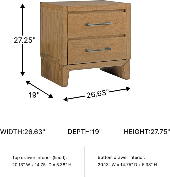 Signature Design by Ashley Sherbana Casual 2-Drawer Nightstand, Light Brown