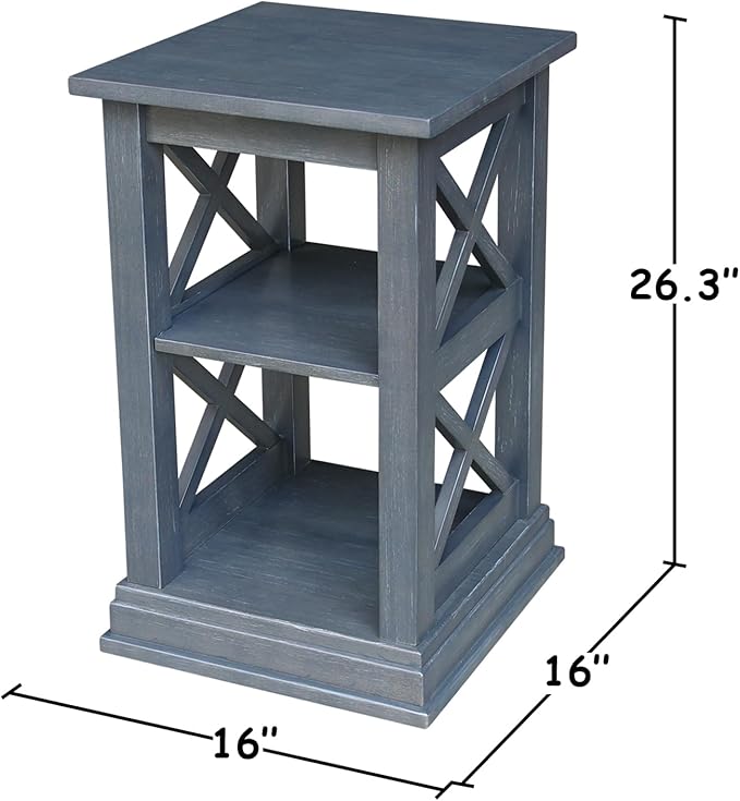 International Concepts Hampton Wood Accent Table with Shelves in Heather Gray