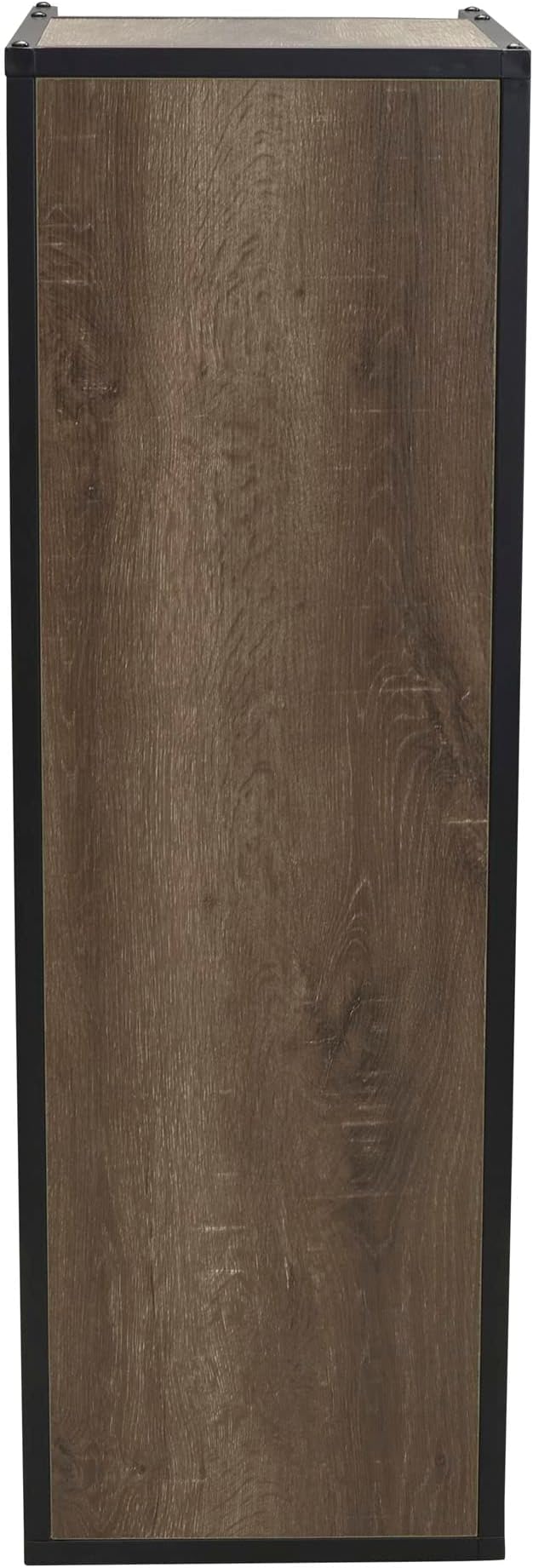 Household Essentials Jamestown TV Stand Coffee Table with Square Cube Storage Compartments Ashwood Rustic Wood Grain and Black Metal