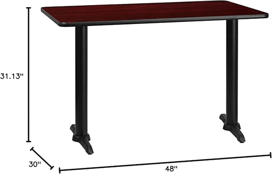 Flash Furniture 30'' x 48'' Rectangular Mahogany Laminate Table Top with 5'' x 22'' Table Height Bases