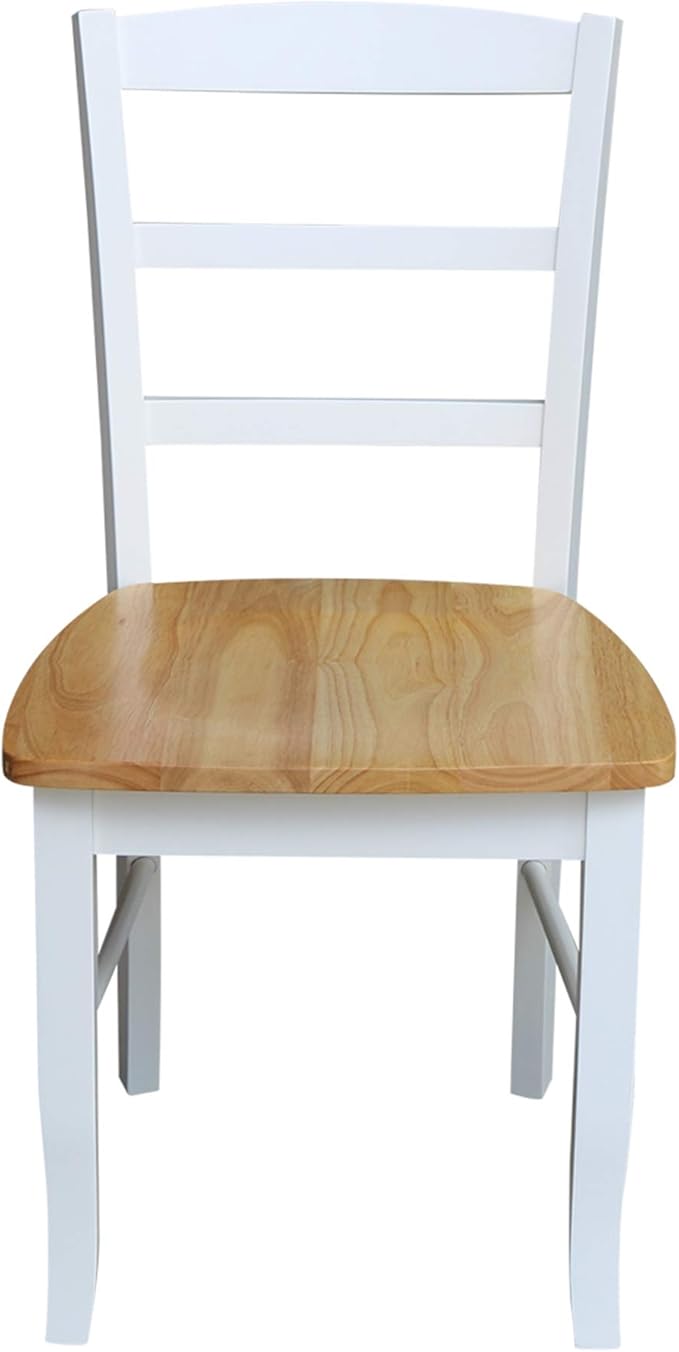 Dining Table Set with 2 Ladderback Chairs Solid Wood Parawood Kitchen/Dining Furniture, Table 30"W x 30"D x 30"H, Chairs 18.1"H x 19.3"D x 35.2"H, Seat 18"W x 18.11"D x 16.34"H