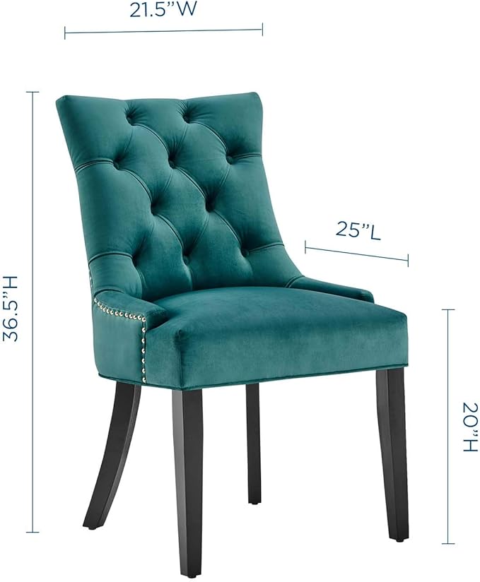 Modway Regent Tufted Performance Velvet Dining Side Chairs - Set of 2, Teal