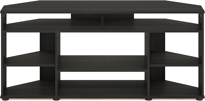 Furinno Jensen TV Stand, Corner Entertainment Center, TV Console for TV up to 55 Inch, for Living Room, Bedroom, Espresso