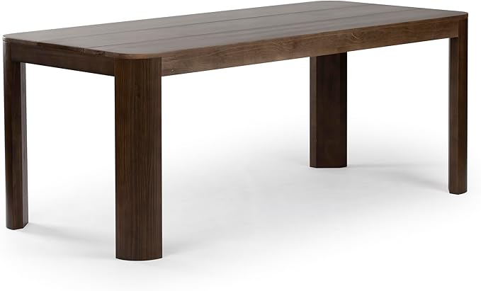 Plank+Beam Contour Dining Table, 72 Inch Solid Wood Kitchen Table, Modern Round Table for 6, Large Rectangular Kitchen & Dining Table for Home and Dining Room, Walnut