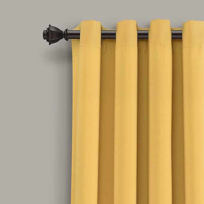 Lush Decor Insulated Grommet Blackout Window Curtain Panels, Pair, 52" W x 120" L, Yellow - Classic Modern Design - 120 Inch Curtains - Extra Long Curtains For Living Room, Bedroom, Or Dining Room