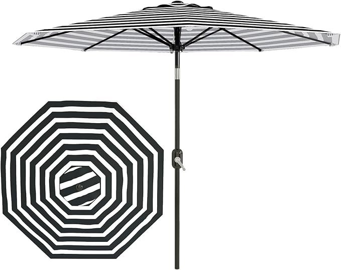 Garvee 10FT Patio Umbrella - Outdoor Table Umbrella with Crank Lift & Push Button Tilt - Market Umbrella 8 Sturdy Ribs UV Protection for Pool, Deck, Yard, Garden