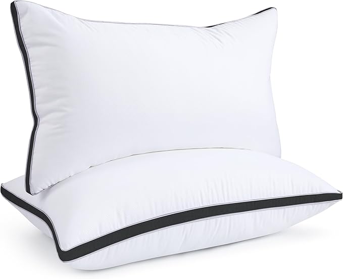 viewstar Bed Pillows King Sizes Set of 2, Hotel Quality Cooling Down Alternative Gusseted Pillows for Side, Back, or Stomach Sleepers, Black