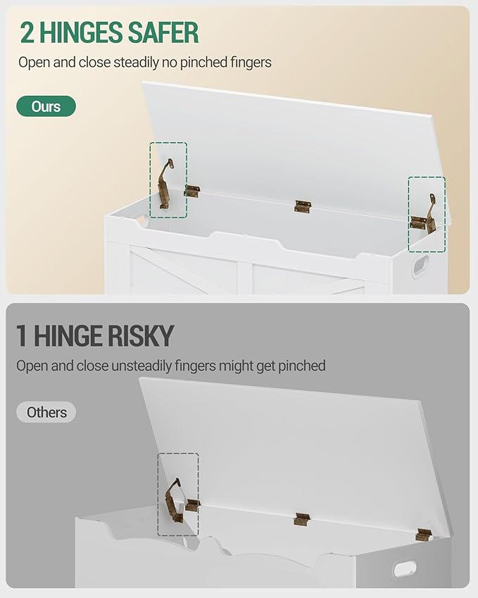 39.4" Storage Chest, Extra Large Storage Trunk with 2 Hinges, Wooden Box Bench, Lift-Top Organizer Chest, Shoe Bench for Entryway, Bedroom, Living Room, White SB03403X