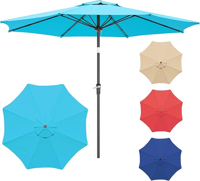 Sannwsg Outdoor Patio Umbrella,Table Umbrella with Push Button Tilt and Crank,Market Umbrella with 8 Sturdy Ribs,Yard Umbrella