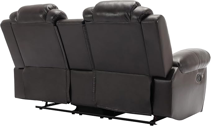 ERYE 73-Inch Oversized Manual Reclining Sofa with LED Strip and Cupholders for Living Room Home Theater, Multifunctional Faux Leather Loveseat Manual Recliner Couches | Storage Console, Cup Holder, LED Light Strips