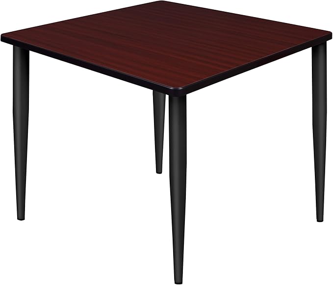 Regency Kahlo 42 in. Square Breakroom Table- Mahogany Top, Black Tapered Legs