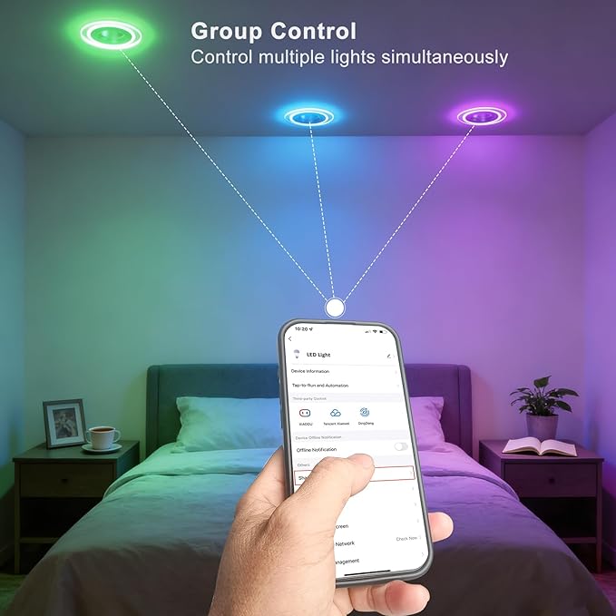Lightdot 6 Inch Smart Recessed Lighting, 36° Spotlight + RGB Halo Ring, Dual-Zone Control, Full Metal RGBWW Color Changing LED Canless Downlight with Junction Box, Remote&App, 100-277V, 6Pack-ETL