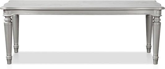 Furniture of America Seabliss Glam Solid Wood 84-inch Dining Table with Turned Fluted Legs, Seats up to 6, for Home, Kitchen, Living Room, Silver