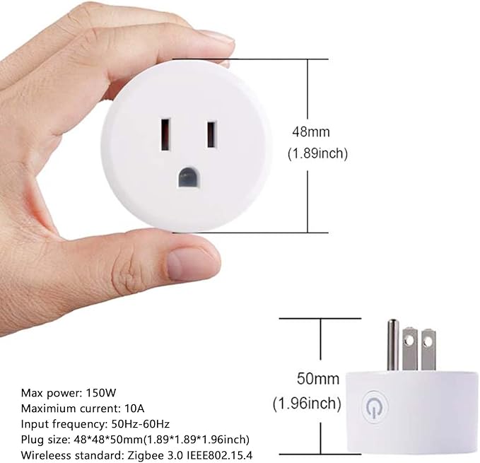 2pcs Zigbee Smart Plug Remote Control Outlet Adapter Switch Compatible with Alexa, Echo (4th gen) Echo Plus (2nd) Google Home, SmartThings Hub, eWeLink, Voice Pairing, Hub Required