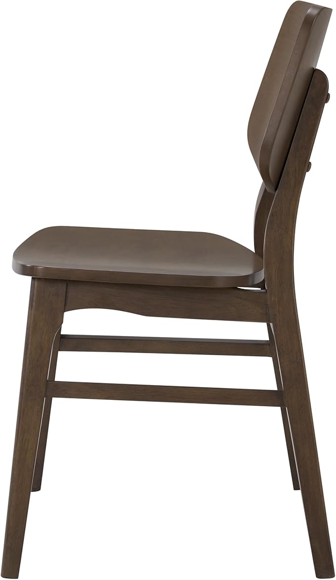 Alaterre Furniture Calais Dining – Mid Century Modern Set of 2 Dining Chairs – Solid Wood Chair Set with Minimalist Design for Dining Room or Kitchen (Walnut Finish)