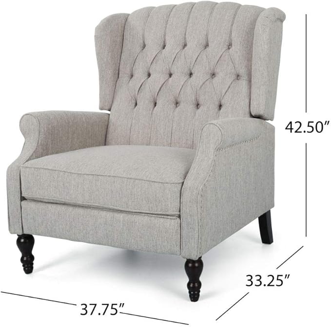 Christopher Knight Home Salome Push Back Recliner, Light Gray, Dark Brown