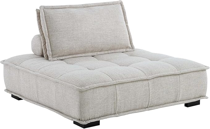 Modway Saunter Tufted Fabric Armless Chair, Beige