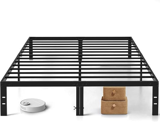King Size Bed Frame, 14 Inch Metal Platform Bed Frames with Heavy Duty Steel Slat Support, No Box Spring Needed, Easy Assembly, Under Bed Storage