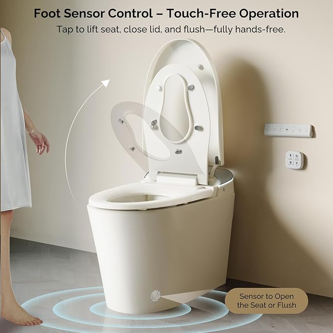Smart Toilet, Dual Bidet Seats for Adults & Kids with Child Mode, Built-In Tank, Auto Open/Close Lid, Foot Sensor Flush, Heated Seat, Warm Air Dryer, Elongated One-Piece (ZY695A Family)