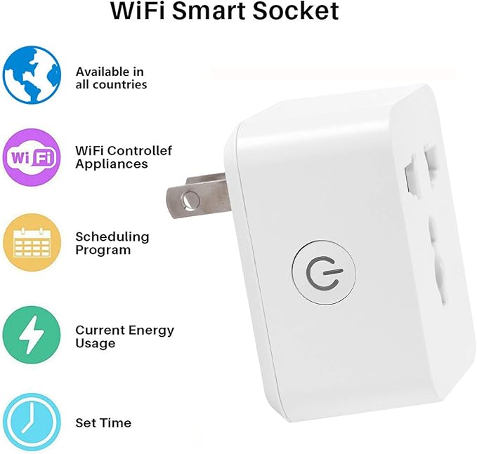 Garosa Smart Plug 15A WiFi Bluetooth Timing Socket Multi Function Conversion Socket Smart Outlet Plug Electrical Outlet Switches