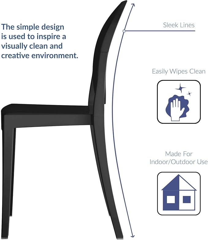 Modway Casper Modern Acrylic Stacking Kitchen and Dining Room Chair in Black - Fully Assembled