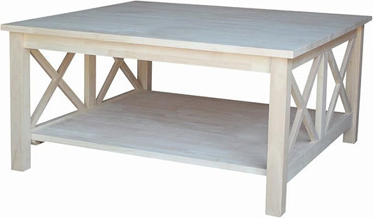 Solid Wood Hampton Square Coffee Table, Unfinished
