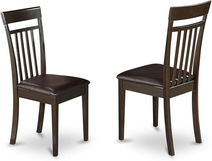 East West Furniture CAC-CAP-LC Capri Kitchen Dining Chairs - Faux Leather Upholstered Wooden Chairs, Set of 2, Cappuccino