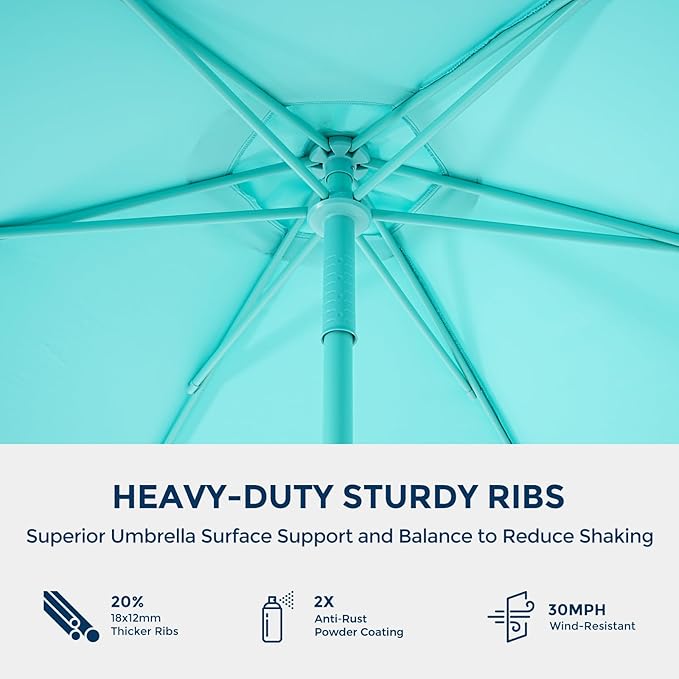HOMSHADE Outdoor Patio Umbrella - Market Table Pool Deck Umbrella with Push Button Tilt, Crank, UPF50+ UV Protection and Sturdy Ribs, 3-Year Fade Resistance, 220GSM Solution-Dyed Fabric (No base)