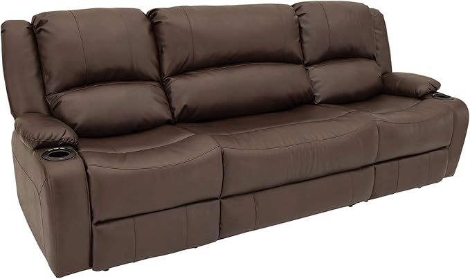 RecPro Charles 94" Powered Triple RV Wall Hugger Recliner | Drop Down Console | RV Furniture with Upgraded 2023 Fabric (Chestnut)