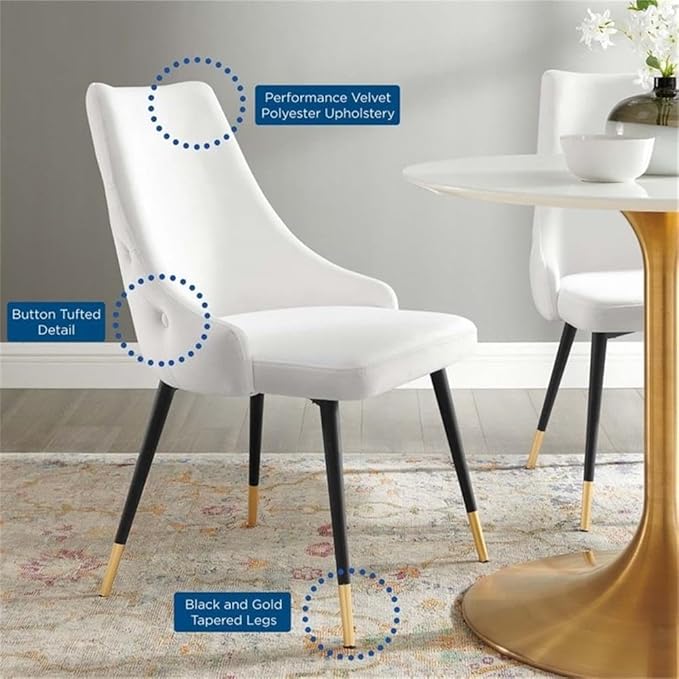 Modway EEI-3907-WHI Adorn Tufted Performance Velvet Dining Side Chair, White