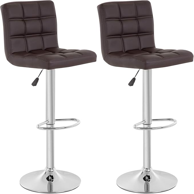BestOffice Bar Stool Set of 2 Modern Barstools Counter Height Swivel Bar Stool Height Adjustable PU Leather Bar Chairs Hydraulic Home Kitchen Stools Dining Room Chairs