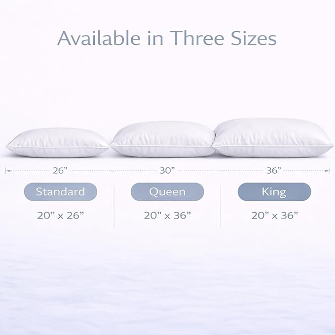 Continental Bedding Harmony White Goose Down Pillow 550 Fill Power Firm Loft 100% Cotton 300 Thread Count Shell Queen Size 1 Pack Made in USA