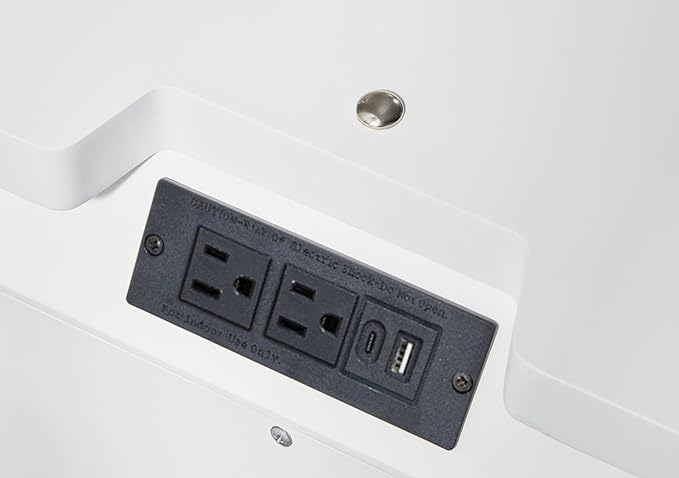 Signature Design by Ashley Chalanna Glam 2 Drawer Nightstand with Felt-Lined Top Drawer, LED Lights, Power Supply and USB Ports, 26.75" Tall, White