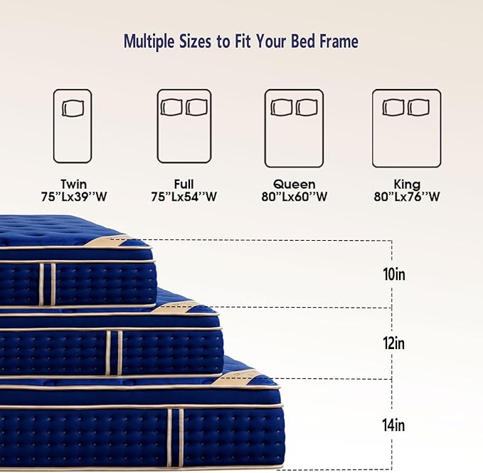 Queen mattress,14 inch Gel Memory Foam Hybrid Mattress,Queen Size Mattresses in a Box,with Individual Pocket Spring for Motion Isolation &Lumbar Support & Pressure Relief,Fiberglass-Free,Medium Firm