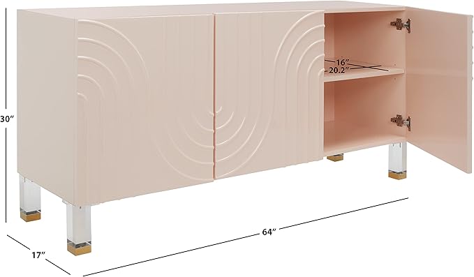 Safavieh Couture Home Saturn-Art Deco-Light Pink Acrylic 3-door Sideboard