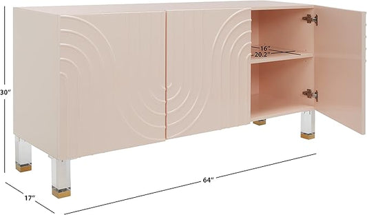 Safavieh Couture Home Saturn-Art Deco-Light Pink Acrylic 3-door Sideboard