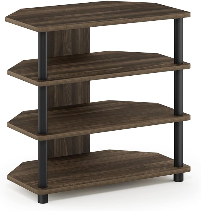 Furinno Turn-N-Tube Easy Assembly 4-Tier Petite Entertainment Center / TV Stand / TV Unit / TV Desk, Columbia Walnut/Black