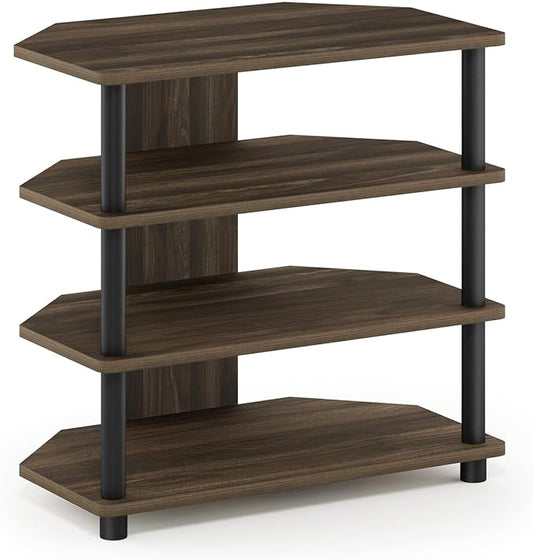 Furinno Turn-N-Tube Easy Assembly 4-Tier Petite Entertainment Center / TV Stand / TV Unit / TV Desk, Columbia Walnut/Black