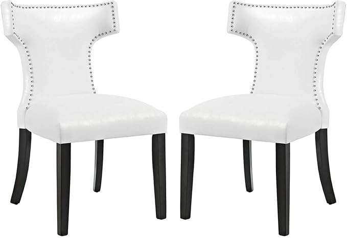 Modway EEI-3949-WHI Curve Dining Chair Vinyl Set of 2, White
