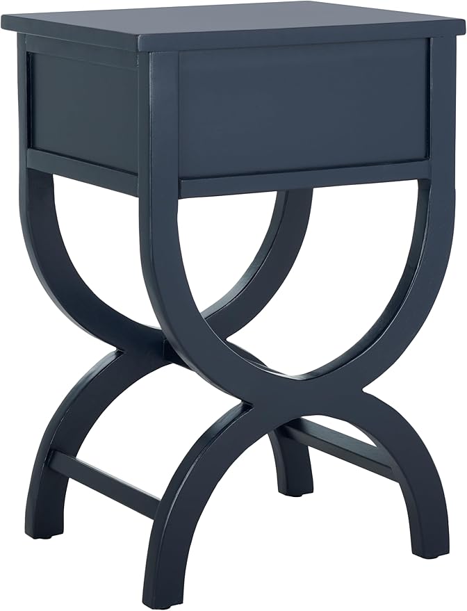 SAFAVIEH Home Collection Maxine Navy Blue 1-Drawer Accent Table Nightstand Bedside Accent Table (Fully Assembled)