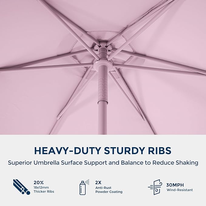 HOMSHADE Outdoor Patio Umbrella - Market Table Pool Deck Umbrella with Push Button Tilt, Crank, UPF50+ UV Protection and Sturdy Ribs, 3-Year Fade Resistance, 220GSM Solution-Dyed Fabric (No base)
