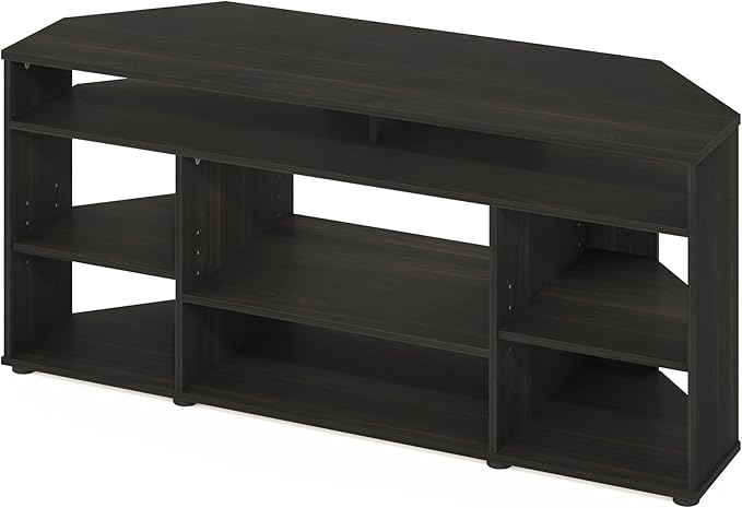 Furinno Jensen TV Stand, Corner Entertainment Center, TV Console for TV up to 55 Inch, for Living Room, Bedroom, Espresso