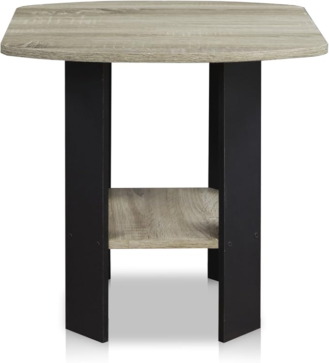 Furinno SIMPLE DESIGN Side Table Set of 2, 2-Tier Modern End Table with Soft Edges, Open Shelves Night Stand, Bedside Table, for Living Room, Bedroom, French Oak