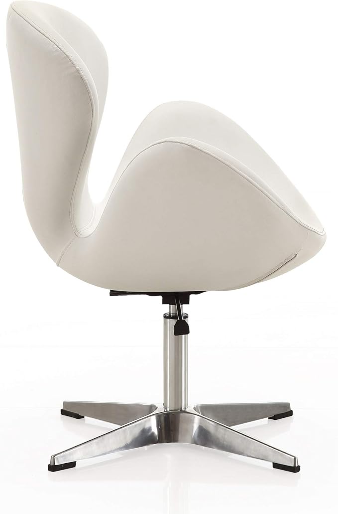 Manhattan Comfort Raspberry Adjustable Swivel Accent Chair with 360° Turn, Polished Chrome Base, Modern Retro Design, Versatile Seat Ideal for Any Room, Set of 2, White