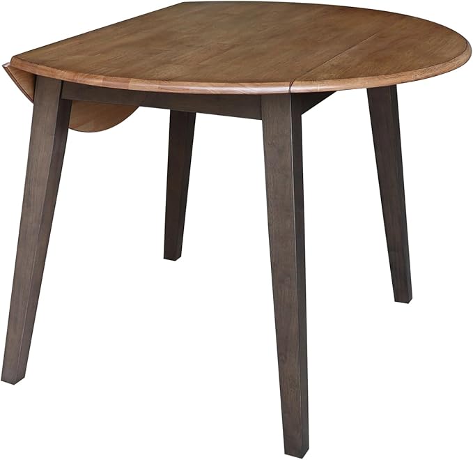 IC INTERNATIONAL CONCEPTS 42" Round Solid Wood Dual Drop Leaf Table in Hickory and Washed Coal