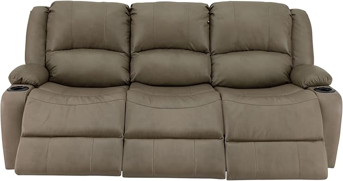 RecPro RV Recliner Charles 80" Powered Triple Wall Hugger | Drop Down Console | RV Furniture with 2023 Updated Fabric (Putty)