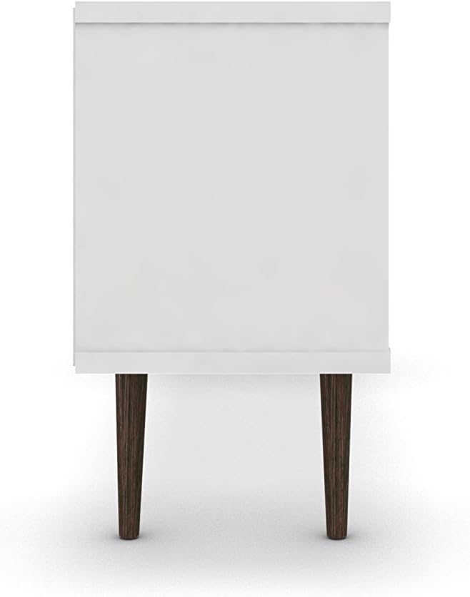 Manhattan Comfort Liberty Mid Century Modern TV Stand for Televisions up to 50 Inches, Bedroom and Living Room Entertainment Center with Storage, Shelves, and Cabinet, 53" Wide, White/Rustic