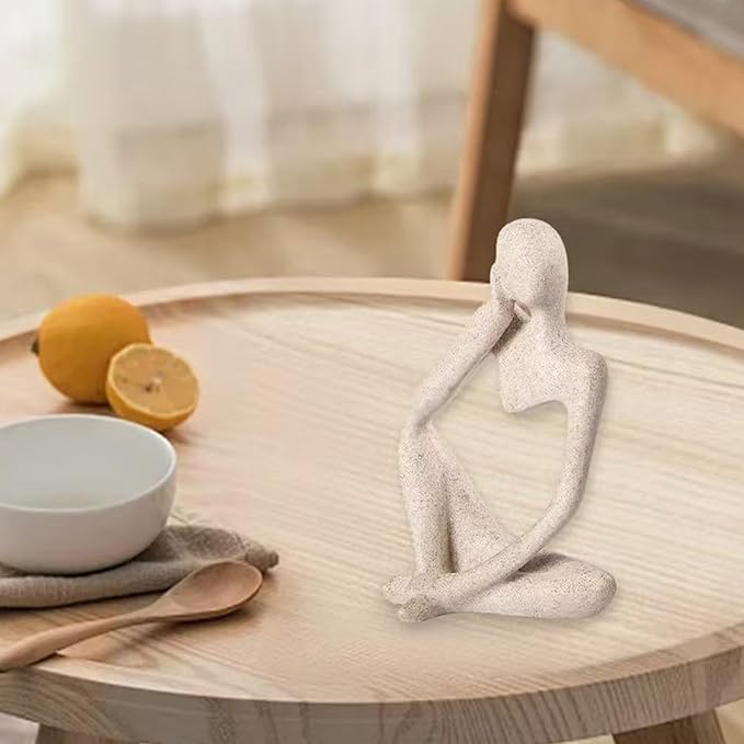 Bookshelf Decor Thinker Statue Home Office - Aesthetic Abstract Art Sculptures Coffee Table Figurine - Reading Minimalist Decorative Ornaments Objects for Coffee Table Desk Hutch Shelf Left