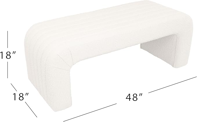 Spatial Order Modern Arch Channel Bench | Bench for Living Room & Bedroom | Decorative Home Furniture - Cream Boucle