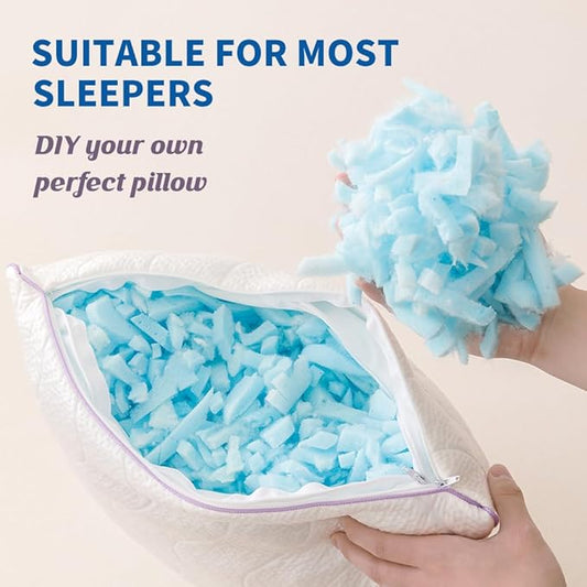 SLEEPDIARY King Size Pillows Set of 2 - Cooling Shredded Memory Foam Pillows, Medium Firm Adjustable Bed Support for Side Sleepers, with Washable Cover